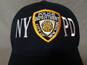 激レア USA購入 ニューヨーク市警察【POLICE DEPARTMENT CITY OF NEWYORK】【NYPD】星条旗 ロゴ刺繍入りキャップ ブラック 中古良品