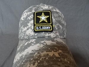 激レア USA購入 ご存知 アメリカ陸軍 【U.S ARMY】 ワッペンロゴ刺繍付 モザイク柄キャップ 中古良品