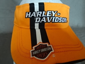 激レア USA購入 ご存知 アメリカ バイクメーカー ハーレーダビッドソン 【harley-davidson】 ロゴ刺繍入り サンバイザ オレンジ 中古品