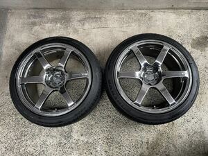 YOKOHAMA AVS MODEL T6 18インチ 114.3 5穴 9J＋22 メッキ 235/40ZR18 2本セット