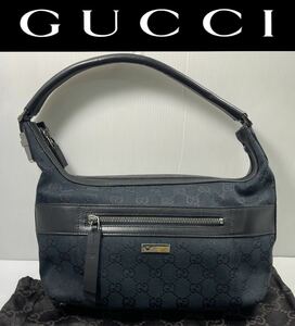 極上★GUCCI グッチ 001.4302 ショルダーバッグ GGキャンバス 黒 レディース ワンハンドバック