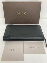 ◯営HM045-A10m60 【埼玉発】GUCCI グッチ レザー メンズ財布 マイクログッチ シマ ラウンドファスナー 革_画像1