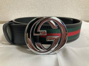 【1円~スタート】美品 GUCCI グッチ ベルト レザー GGマーク バックル ロゴ 414516 表記サイズ 85・34 AP00T 525040【現状品】