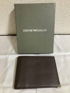 【1円~スタート】EMPORIO ARMANI エンポリオアルマーニ レザー 二つ折り財布 箱付き #566176【現状品】