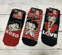 新品未使用 Betty Boop ベティブープ ベティちゃん ショート丈 レディースソックス 靴下 3足セット_画像1