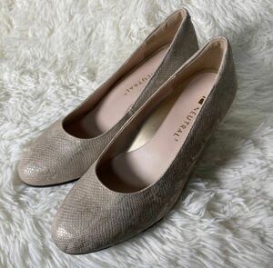 [ apparel ]* almost unused * NEUTRAL after .. hill rice field pumps python type pushed .23cm EEE lady's popular stylish shoes shoes 