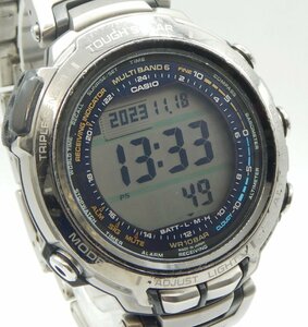 カシオ PROTREK プロトレック☆腕時計 タフソーラー PRX 2000T MULTI BAND6 チタン グレー デジタル☆動作品☆Z1118390