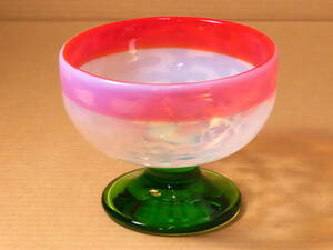 １）古い 乳白 氷コップ ガラス 大正ロマン 昭和レトロ