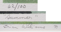 ブライアン・ウイリアムズ『Summer』リトグラフ　ed.62/100. 鉛筆サイン　額、箱付き　1989年制作　Brian Williams_画像7