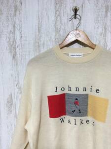 627☆【ヴィンテージ ウール ニット オフホワイト】Johnnie walker BLACK&WHITE ゴルフ セーター 40