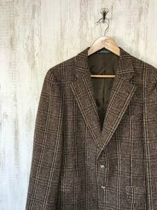 834☆【HARRIS TWEED ハリスツイードジャケット】gary wasserman ゲイリーワッサーマン ダーバン シングルブレザー 92A5 茶系