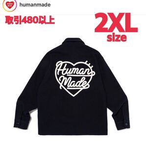 HUMAN MADE 2023FW WOOL CPO SHIRTS NAVY HEART 2XLサイズ ヒューマンメード ヒューマンメイド ウール CPO シャツ ネイビー ハートXXL