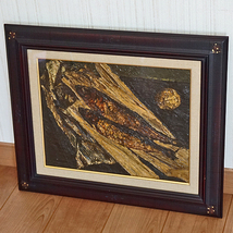 ◆大橋純 「魚」油彩 F6号 幻の画家 厚塗り重厚作品 1958年◆額サイズ 58cm×49cm 綺麗な一品_画像1