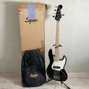 未使用 極 美品 Fender フェンダー Squier スクワイヤー Jazz Bass 5弦 ジャズベース 黒×白 エレキ 弦 新品 交換済 楽器 スクワイア 札幌