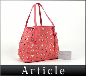 152006◇美品 JIMMY CHOO ジミーチュウ スター スタッズ サシャS トートバッグ ショルダーバッグ レザー 革 ピンク レディース/ B