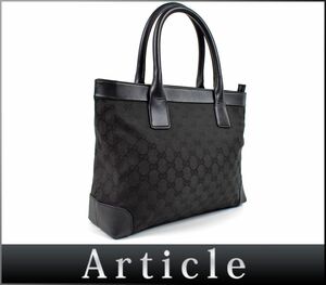 163212◇ GUCCI グッチ GGキャンバス トートバッグ ハンドバッグ 002.1119.1705 キャンバス レザー 革 ブラック 黒 レディース/ B