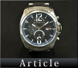 161903□ 動作確認済 TOMMY FILFIGER トミーヒルフィガー 腕時計 クォーツ デイデイト TH.175.1.14.1200 SS ネイビー メンズ/ D