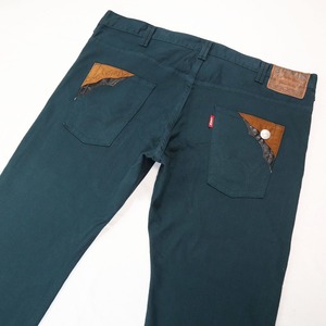  big size rare color EDWIN Edwin 472XVB Western strut Denim pants wide jeans green men's made in Japan size 44 5L corresponding 