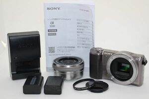 良品/バッテリー2個付き■ソニー SONY α5100 ボディ+ E PZ 16-50mm F3.5-5.6 OSS パワーズームレンズキット ブラウン ILCE-5100L-T #Z2950