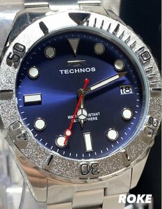 新品 テクノス TECHNOS 正規品 腕時計 アナログ腕時計 クオーツ ステンレス カレンダー 5気圧防水 回転ベゼル ブルー メンズ プレゼント