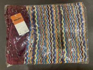 【未使用】MISSONI ミッソーニ タオルケット 140×200㎝ シングル カイオii 綿100% 赤紫色系マルチカラーブランケット