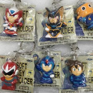 美品 ロックマン ソフトキーホルダー 全8種類コンプリートセット おまけ2点 バンプレスト ROCKMAN soft keyholder YO12A4