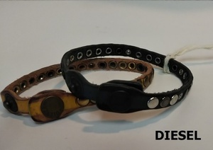 限定特価！新品 DIESEL(ディーゼル) スタッズデザイン レザーブレスレット(ダークネイビー)正規品/男女兼用