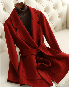 レディース羊毛ショートコート赤色L
