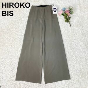 未使用 HIROKO BIS ヒロコビス パンツ スラックス カーキ ウエストゴム 9号 B112314-142