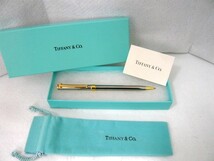 (MT16023) 記名あり　TIFFANY&Co. ティファニー ボールペン Tクリップ ツイスト式・インク無し / シルバー×ゴールドカラー / TIFFANY_画像1