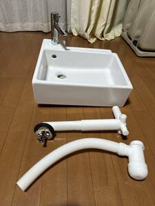 IKEA イケア★TOTO混合水栓付き★洗面台 陶器 洗面器 洗面ボウル 手洗い器のみ 幅41cm角正方形 ホワイト 白 スウェーデン製 洗面化粧台 