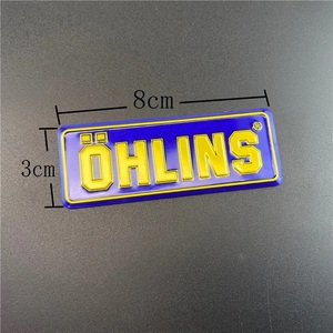 【送料無料】OHLINS(オーリンズ)　ミニエンブレム　横8ｃｍ 縦3ｃｍ 厚さ1ｍｍ　ブルー　① 