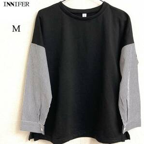 ★INNIFER★ インニファー トップス コットン 袖切替デザインシャツ M