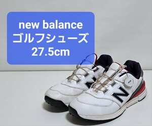 【同梱可能】ニューバランス メンズ ゴルフシューズ 27.5cm スパイクレス ダイヤル式 BOA ホワイト トリコロール new balance