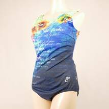 3892 美品 エレッセ/ellesse レディース水着 綺麗な花柄デザインワンピース水着 XOサイズ ブルー系 匿名配送_画像1