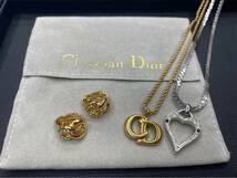 【中古】 Christian Dior クリスチャンディオール ネックレス　イヤリング　3点セット　ラインストーン_画像1