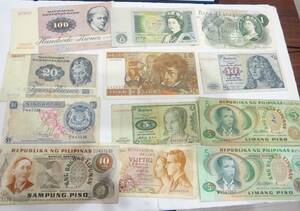 1円～ 旧札 旧紙幣 ロンドン シンガポール フィリピン デンマークなど まとめ 海外 外国 コレクション 
