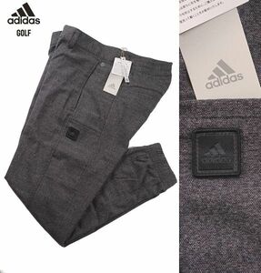 新品 88 秋冬 adidas GOLF アディダス ゴルフ 保温 ヘリンボーン 起毛 ストレッチ ジョガーパンツ ゴルフウェア メンズ グレー