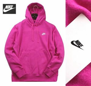 新品 秋冬 NIKE 裏起毛 スウェット パーカー XL クラブ フリース 厚手 プルオーバー メンズ ジャケット ピンク