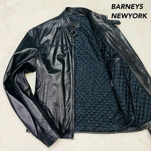 BARNEYS NEWYORK ライダースジャケット バーニーズニューヨーク レザージャケット シングル イタリア製 34 牛革 カウレザー キルティング 