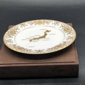 ノリタケ(Noritake)希少皿プレート直径20㎝『金彩・日本地図紋様』陶磁器・焼物・昭和レトロ・洋食器・美術骨董プレミアム