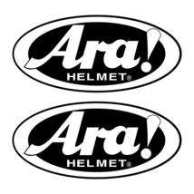 黒 「Ara!」 パロディ 面白ステッカー ビックリ 2枚セット バイク ヘルメット 9cm×4cm あら！_画像1