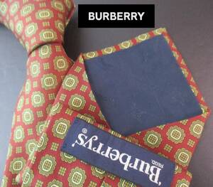 【超美品】BURBERRY/バーバリーネクタイ Made in japan　チョコブラウン／小紋柄 ２本以上ご購入で送料無料S60　