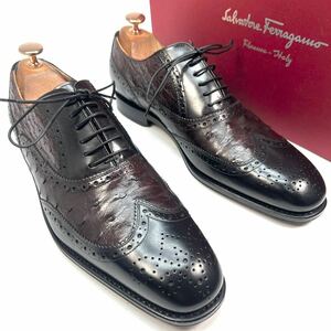 Salvatore Ferragamo TORAMEZZA サルヴァトーレフェラガモ トラメッザ　オーストリッチ　ビジネスシューズ　革靴　7 25cm メンズ　靴