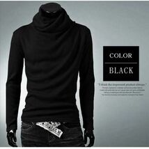 XL ブラック アフガン タートルネック 長袖 Tシャツ カットソー カジュアル メンズ シンプル 無地 ストリート系 モード系 カットソー_画像6