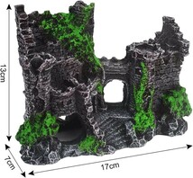 水槽用 アクアリウム オーナメント 古城 オブジェ 廃墟 遺跡 熱帯魚 インテリア 置物 飾り 魚 の 隠れ家 シェルター オブジェ_画像2