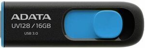 【特価】 A-DATA DashDrive UV128 AUV128-16G-RBE （16GB ブラック＆ブルー） USBメモリ バルク品