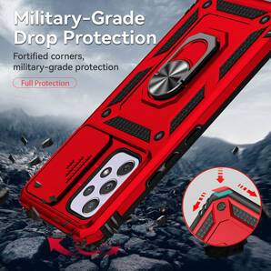 G在庫処分 赤 Galaxy A52 ケース 本体 カバー 指リング SC-53B 画面 保護 守る ギャラクシー 米軍 衝撃 頑丈 スタンド ホルダー 最強の画像2