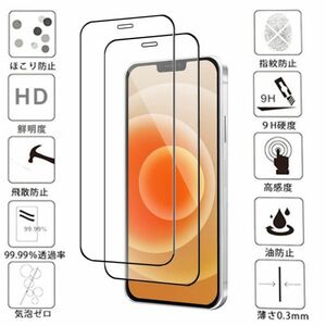 黒 iPhone 12 ガラス フィルム アイフォン 衝撃吸収 画面 保護 液晶 カバー シート シール スクリーン Glass Film 9H アップル apple