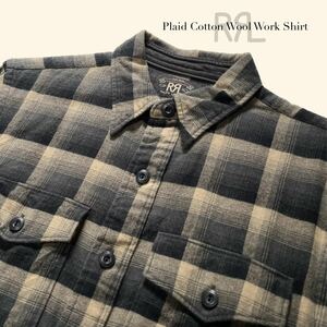 RRL “Plaid Cotton Wool Work Shirt” S ワーク シャツ チェック ウール ブラック ブラウン オンブレ Ralph Lauren ヴィンテージ
